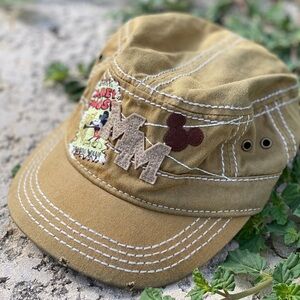 Disney Steamboat Willie cap distressed bronze spell out and patch 100% cotton